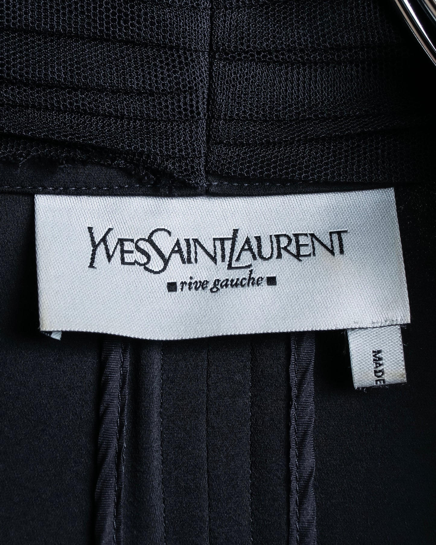 "YVES SAINT LAURENT" 2002 AW Scarf docking tulle design silk double zipper blouse