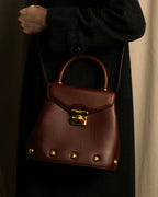 "Salvatore Ferragamo" Coin motif metal design leather hand bag