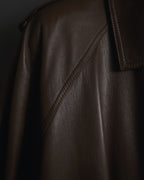-SPECIAL- "LOEWE" 80’s Military detail stencil leather coat