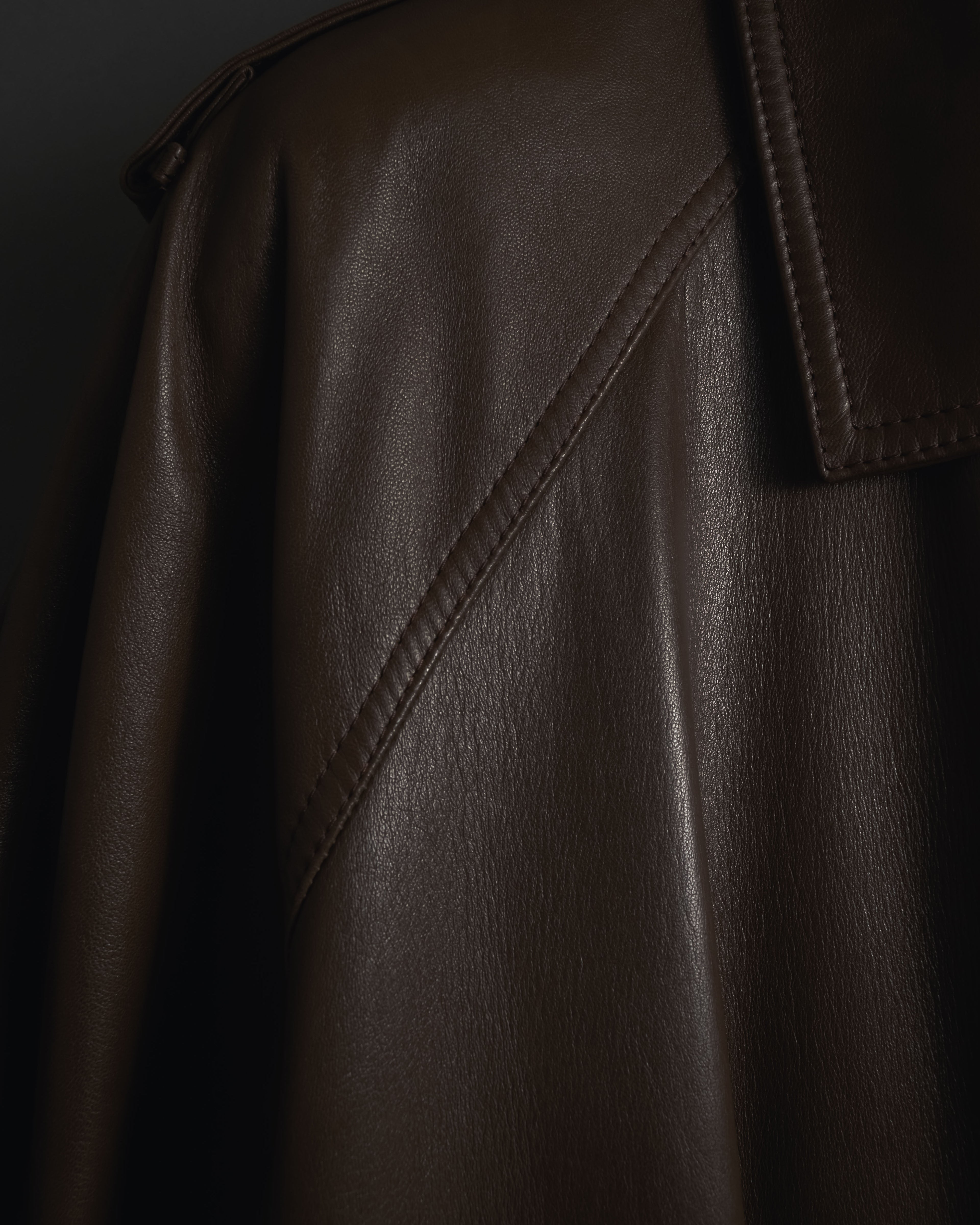 -SPECIAL- "LOEWE" 80’s Military detail stencil leather coat