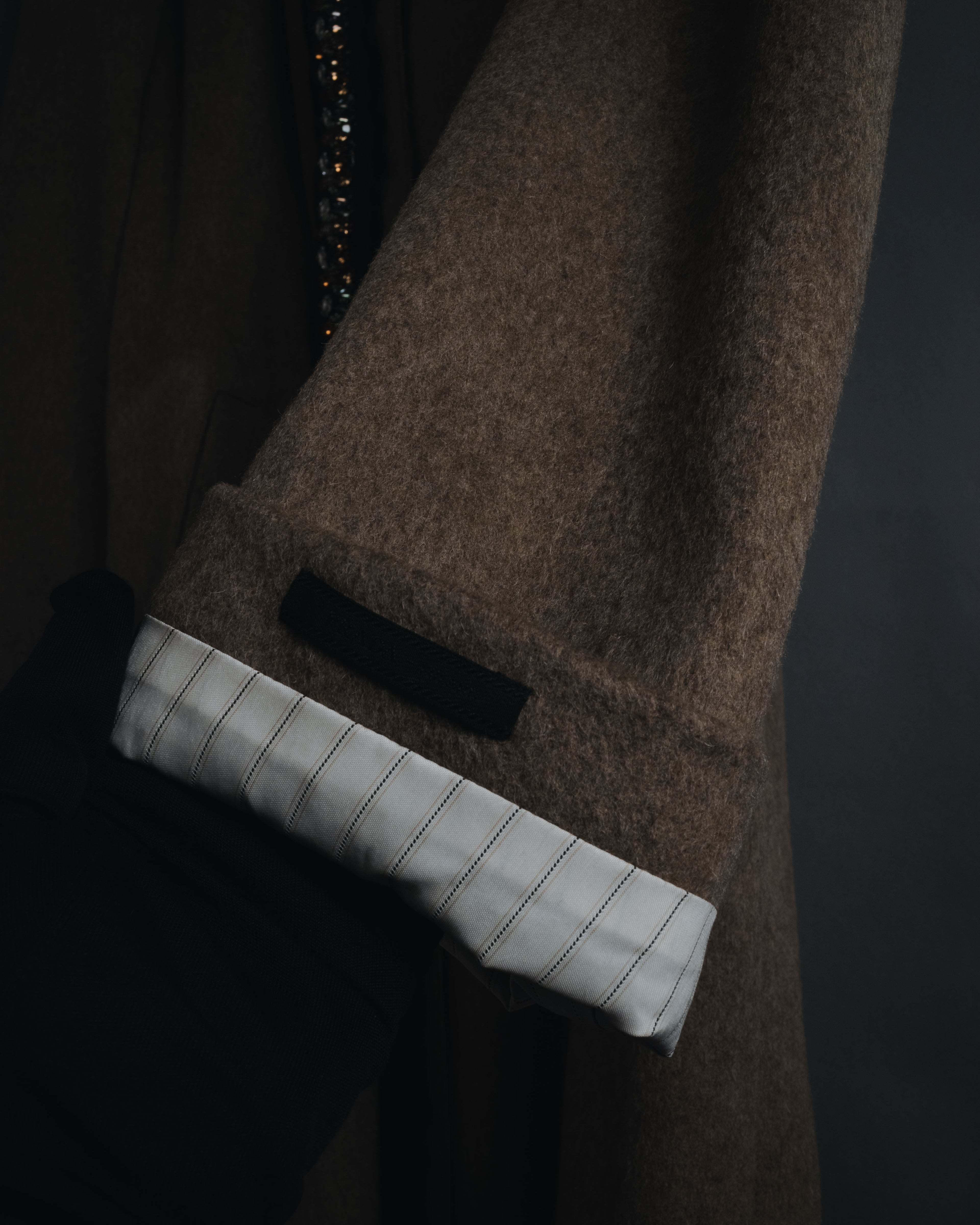 "PRADA" 90’s-00’s embellished fur-collar stretch tech coat