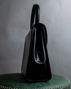 "Charles Jourdan" Logo half-moon metal plate design leather hand bag