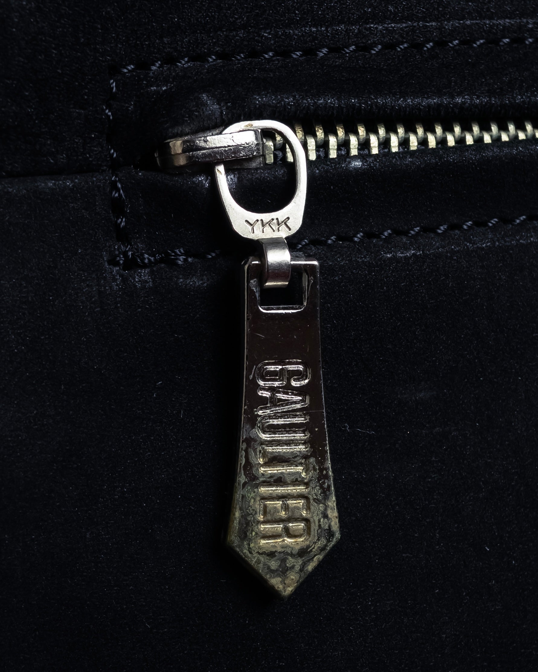 "JEAN PAUL GAULTIER" Front clasp design suede leather hand bag