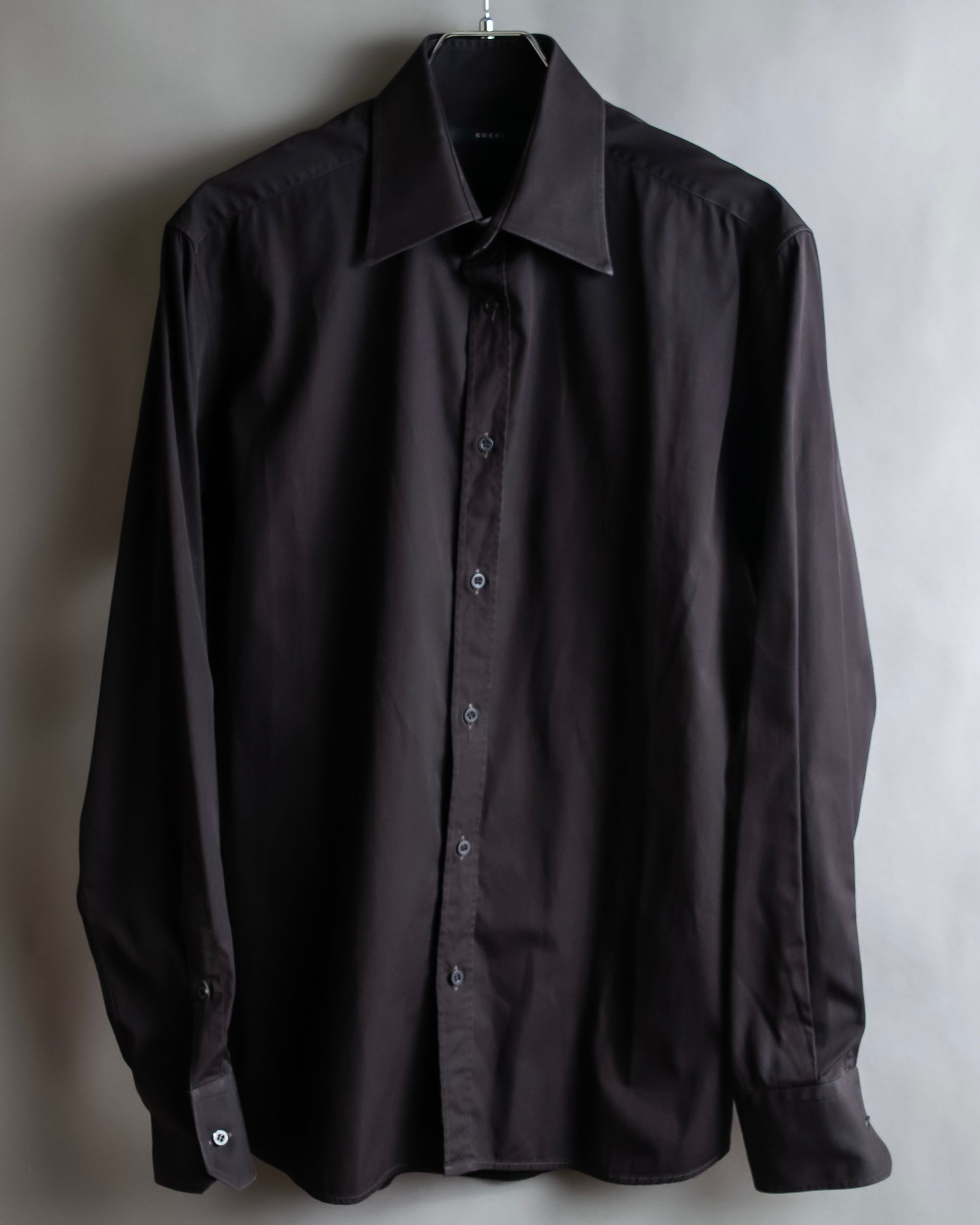 "GUCCI" Spread collar embroidered cotton shirt