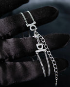 “Christian Dior” CD motif double silver chain bracelet