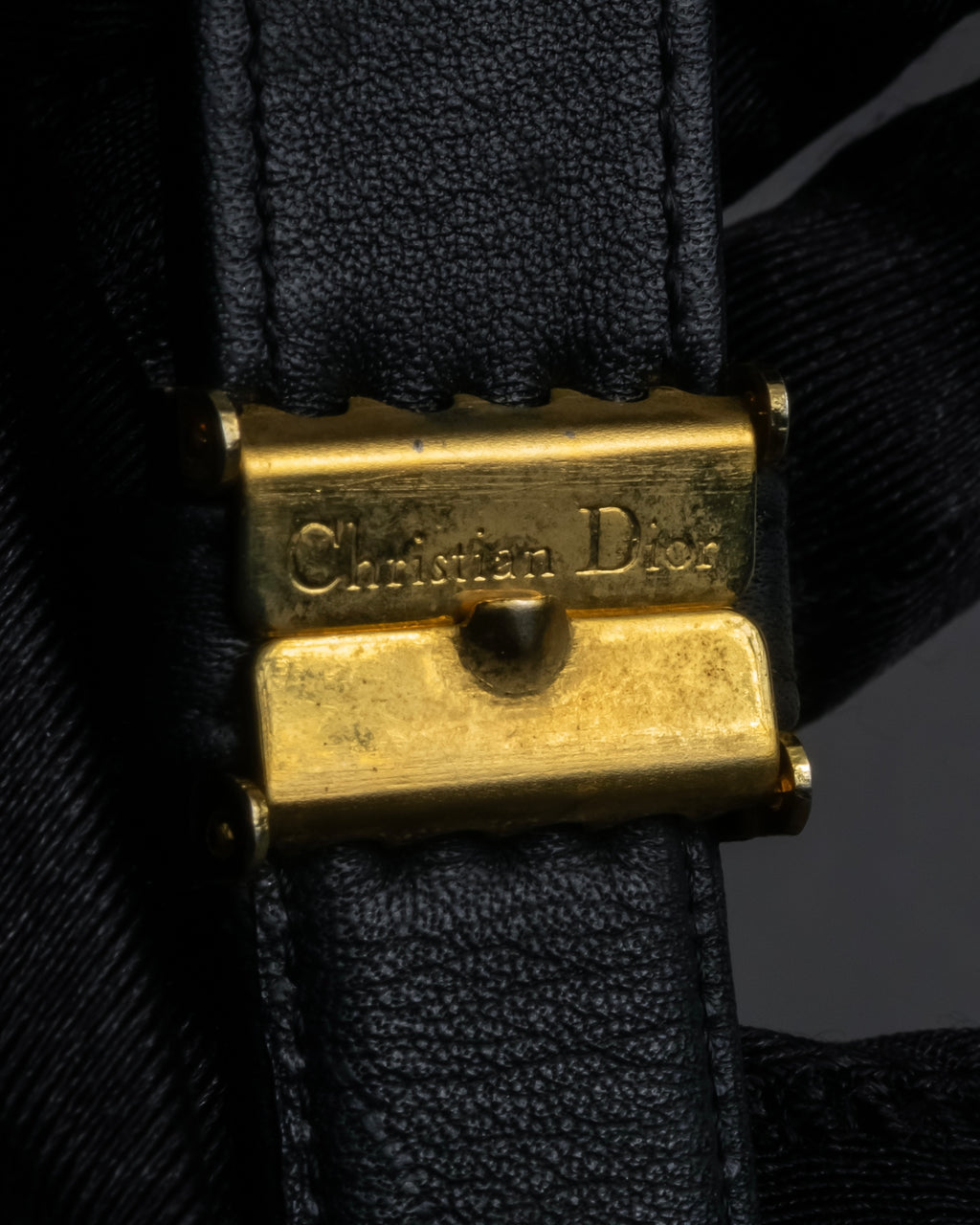 "Christian Dior" Logo buckle slim leather belt