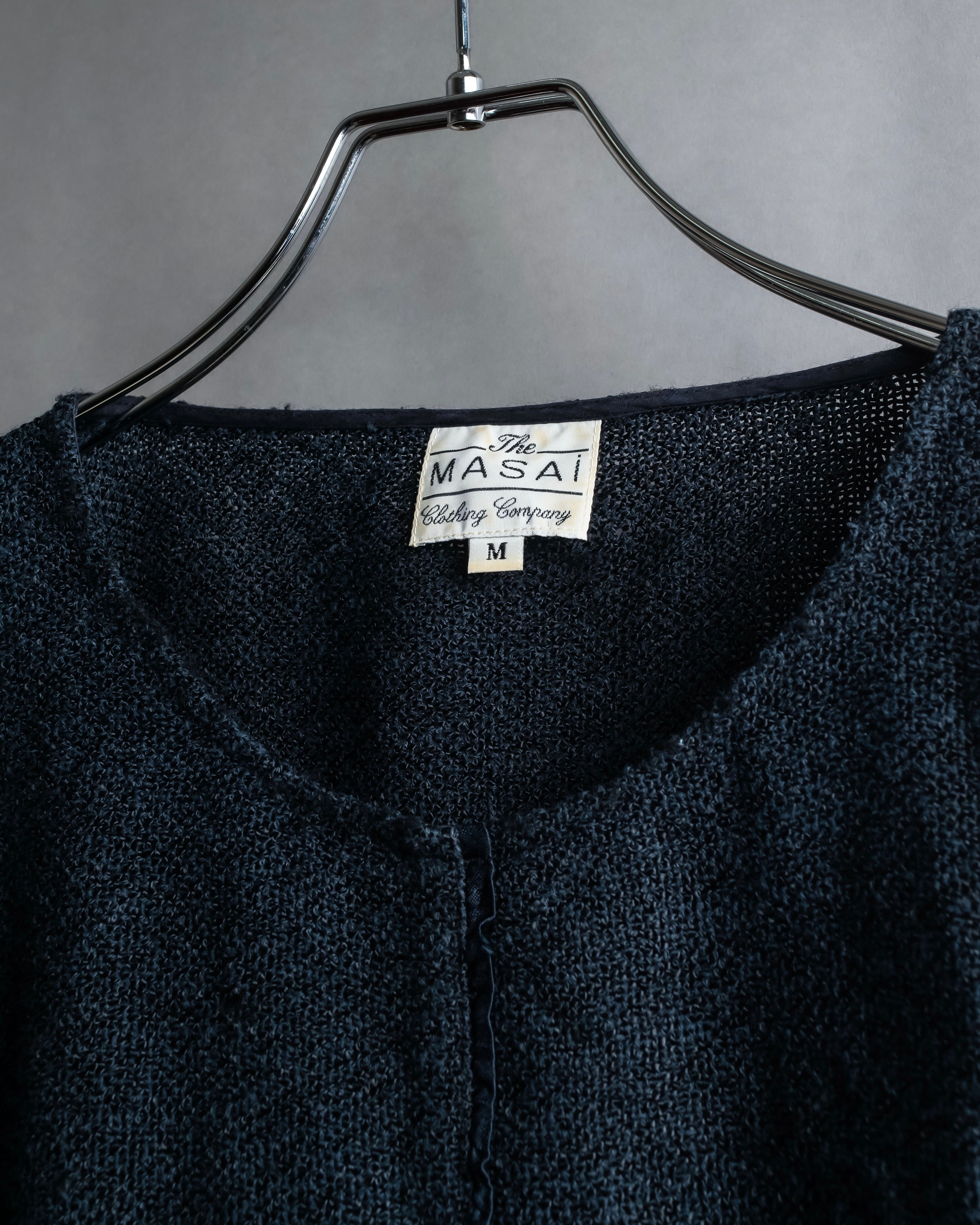 Vintage velour-trimmed box silhouette knit