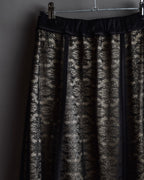 "LANVIN en Bleu" Flowers black lace layered skirt