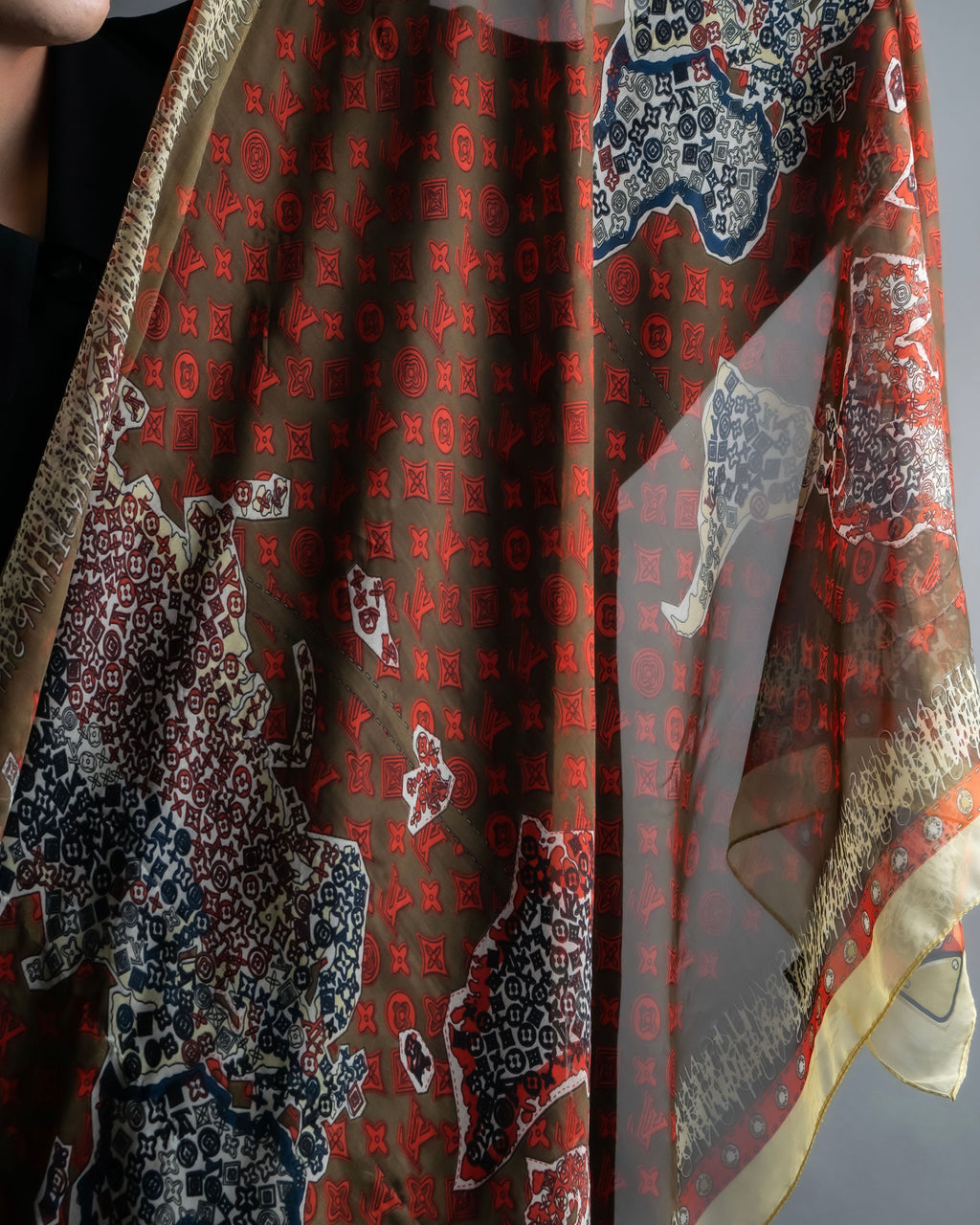 “Louis Vuitton” Monogram world map silk scarf