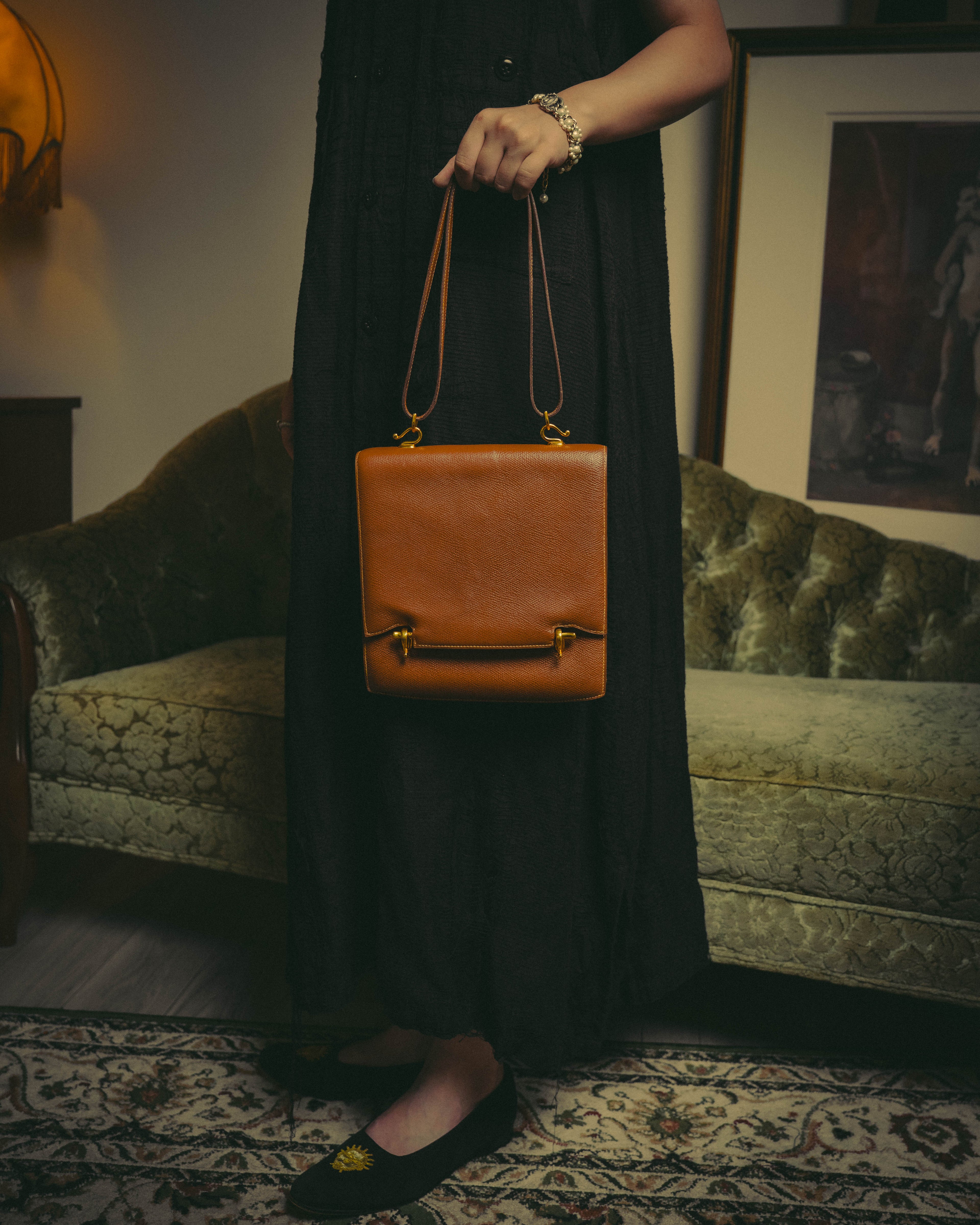 -SPECIAL- "Hermès" 80's Structured leather shoulder bag