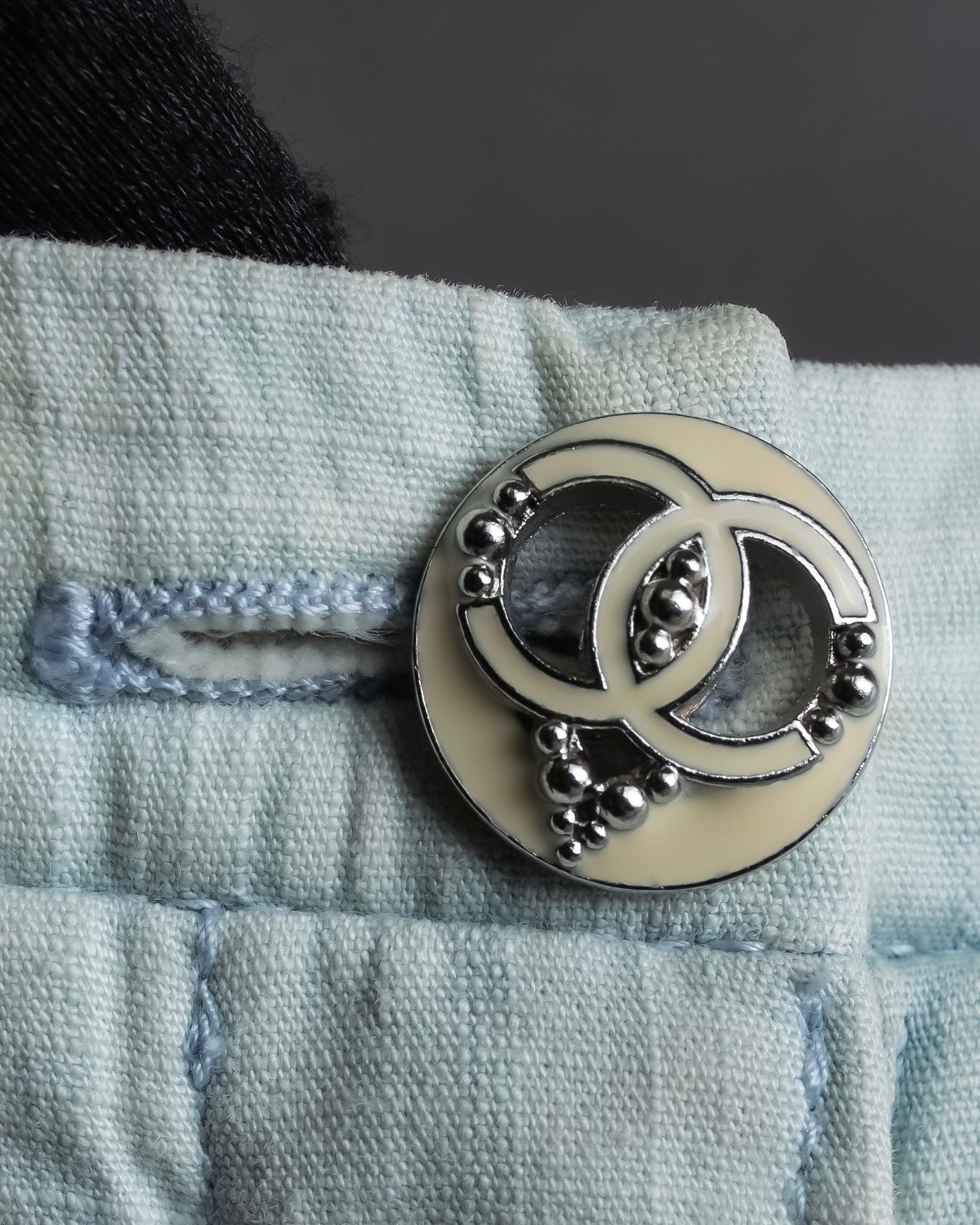 "CHANEL" Coco Mark button detail washed flared denim