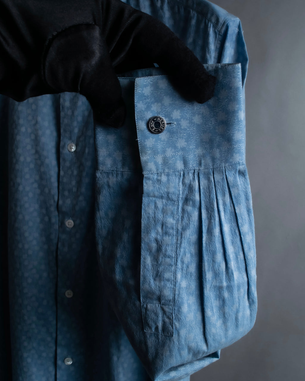 "HERMES" Saxe blue jacquard cotton shirt