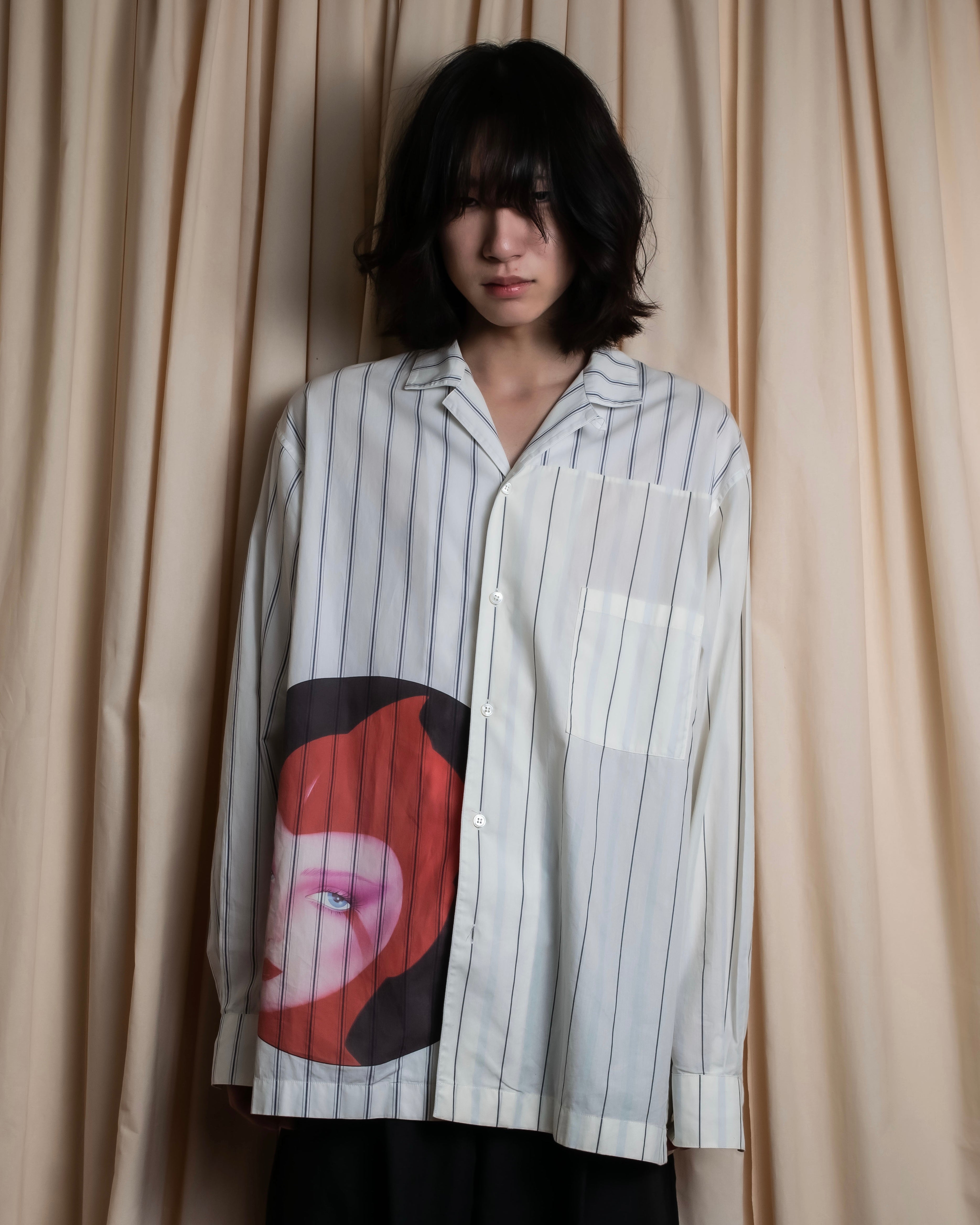 "STELLA McCARTNEY" 18SS Drag queen graphic design stripe shirt