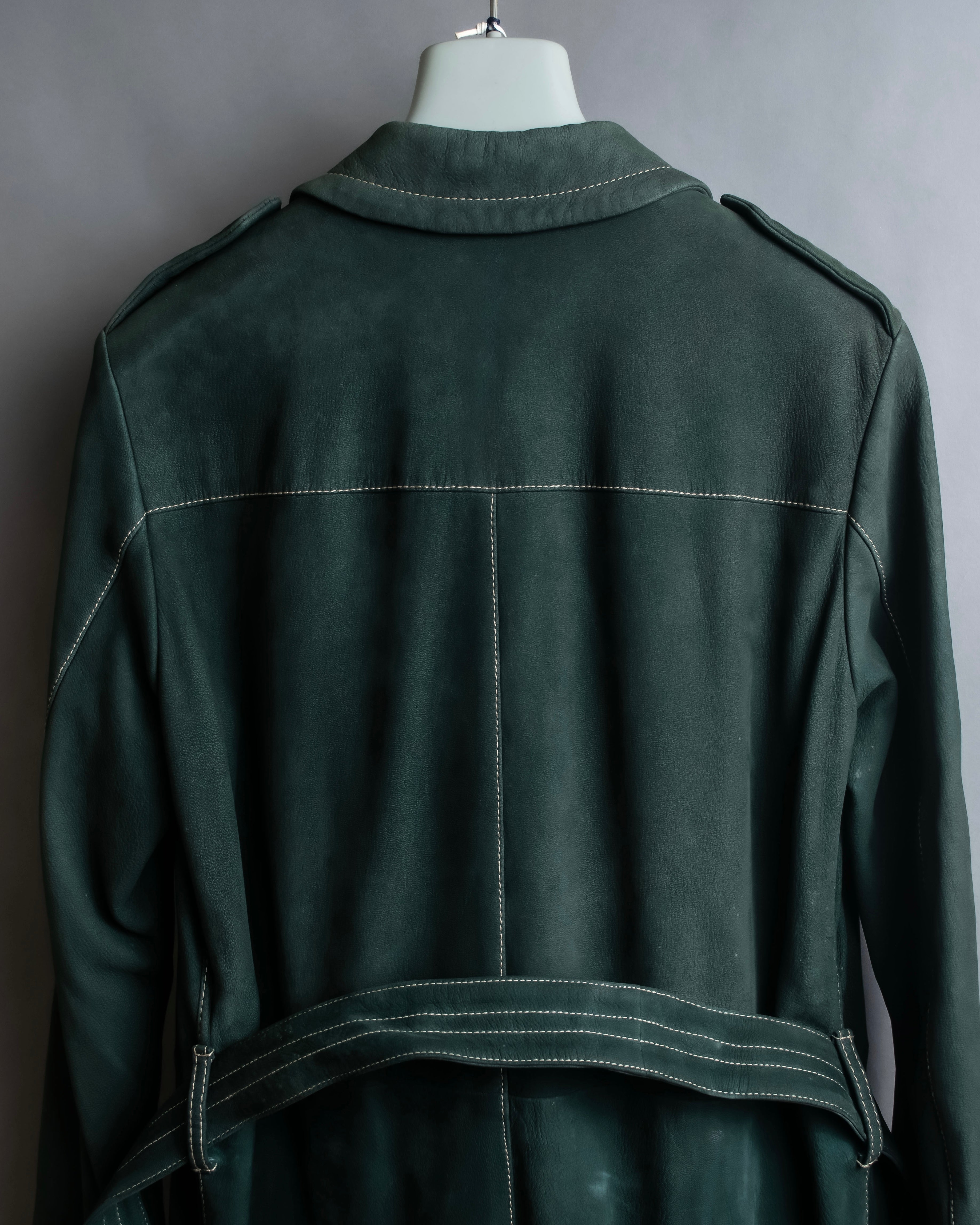 "PRADA" Stitching design suede belted coat