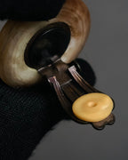 "HERMES" 90’s horn motif buffalo horn clip earrings