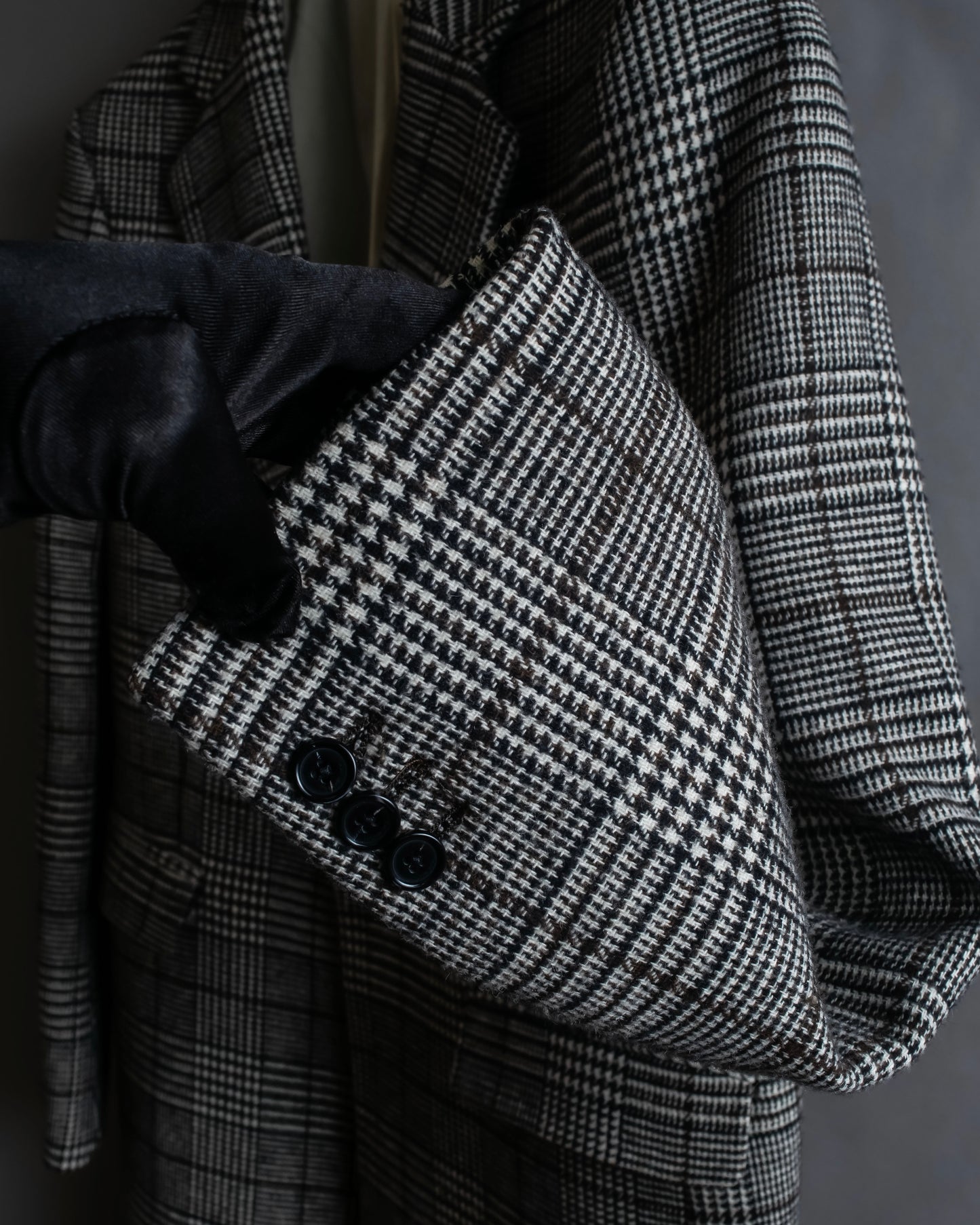 "RAF SIMONS" 20-21AW Glen check pattern tailored shape coat