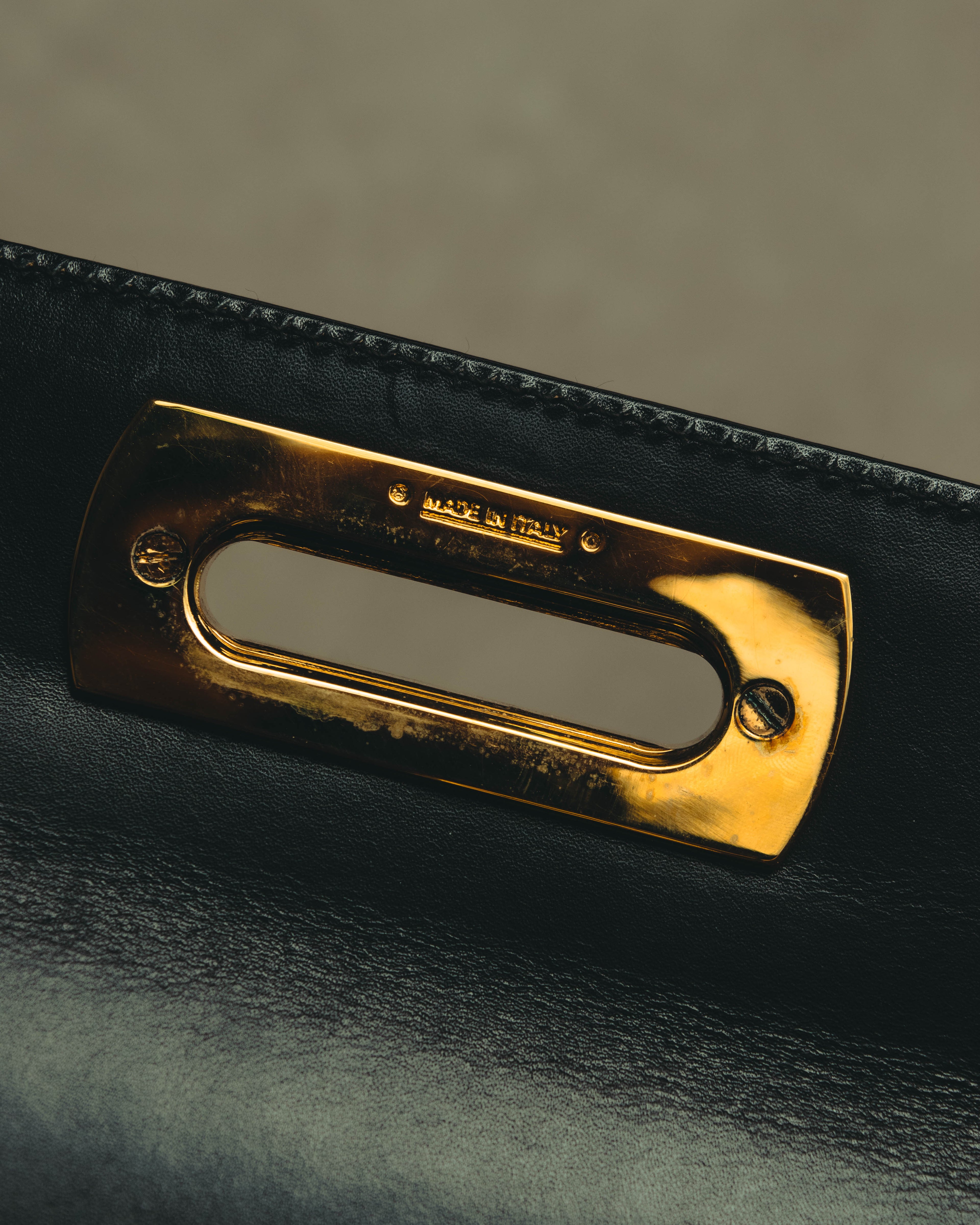 "Salvatore Ferragamo" 80's-90's Structured leather top handle bag