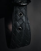 "BOTTEGA VENETA" 2000’s Intrecciato nappa leather grommet belt