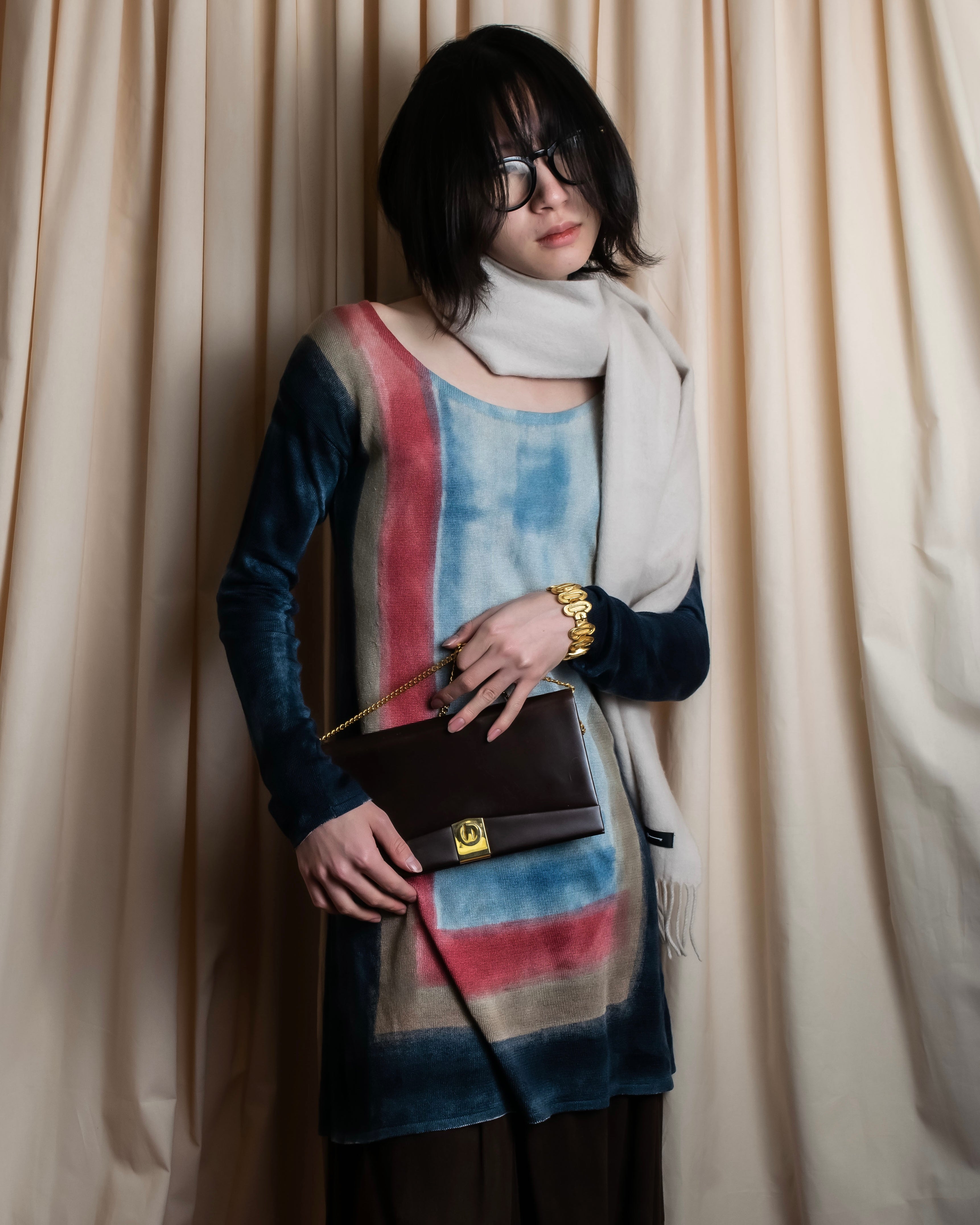 "Loro Piana" Hand-painted gradient knit tunic