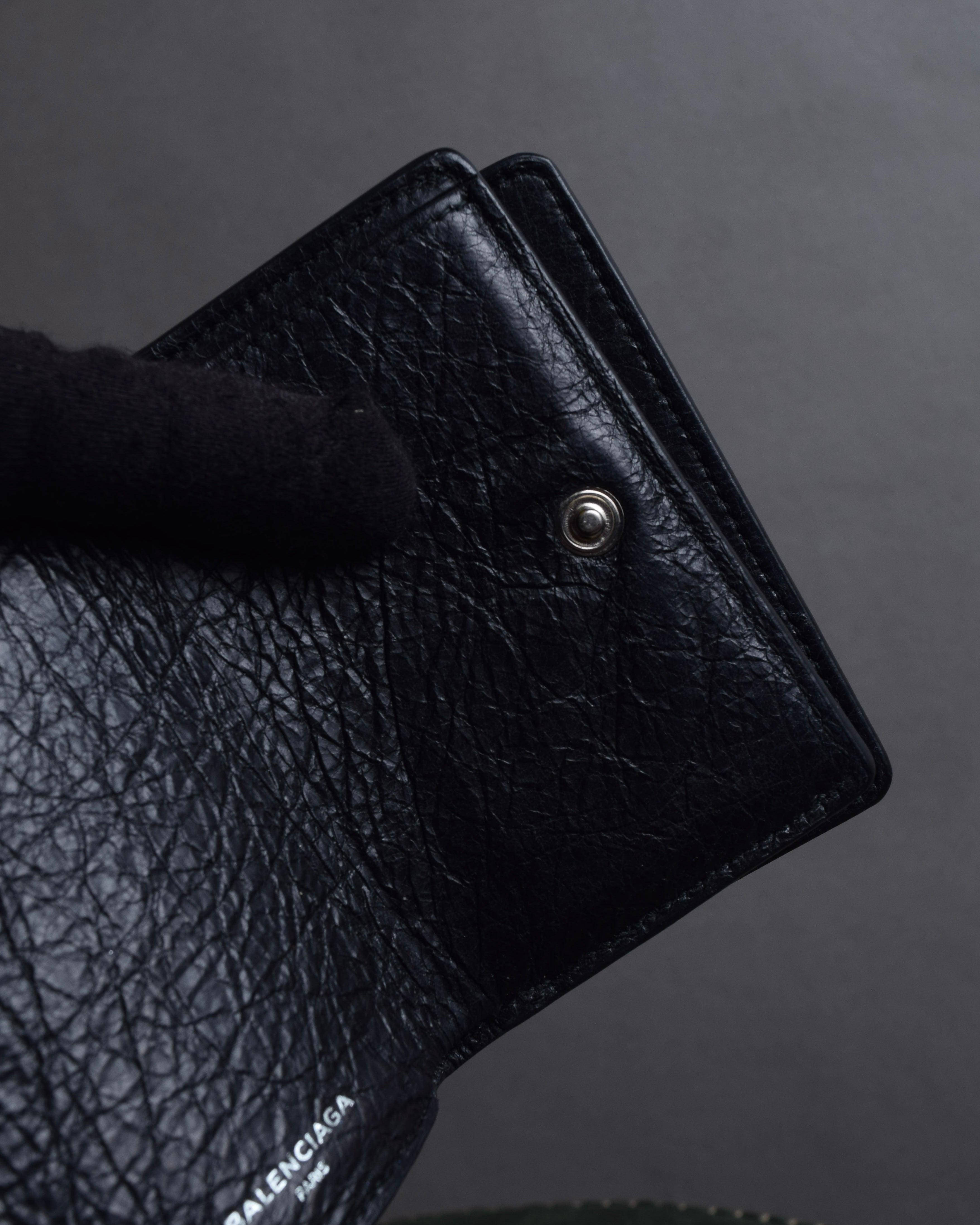 "BALENCIAGA" Motorcycle detail compact leather wallet