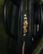 –SPECIAL– “Salvatore Ferragamo“ 00’s-10’s Black leather dome handbag