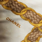 "CHANEL" 100% silk chain pattern large scarf