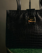 “Salvatore Ferragamo” 90’s-00’s crocodile embossed structured tote bag
