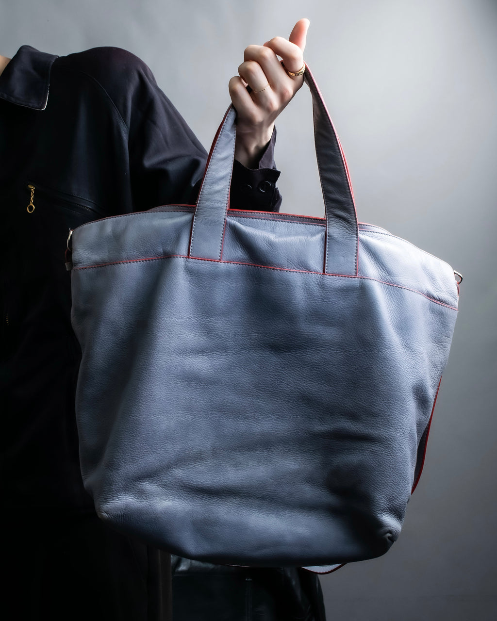 "JIL SANDER navy" bicolor 2way tote bag