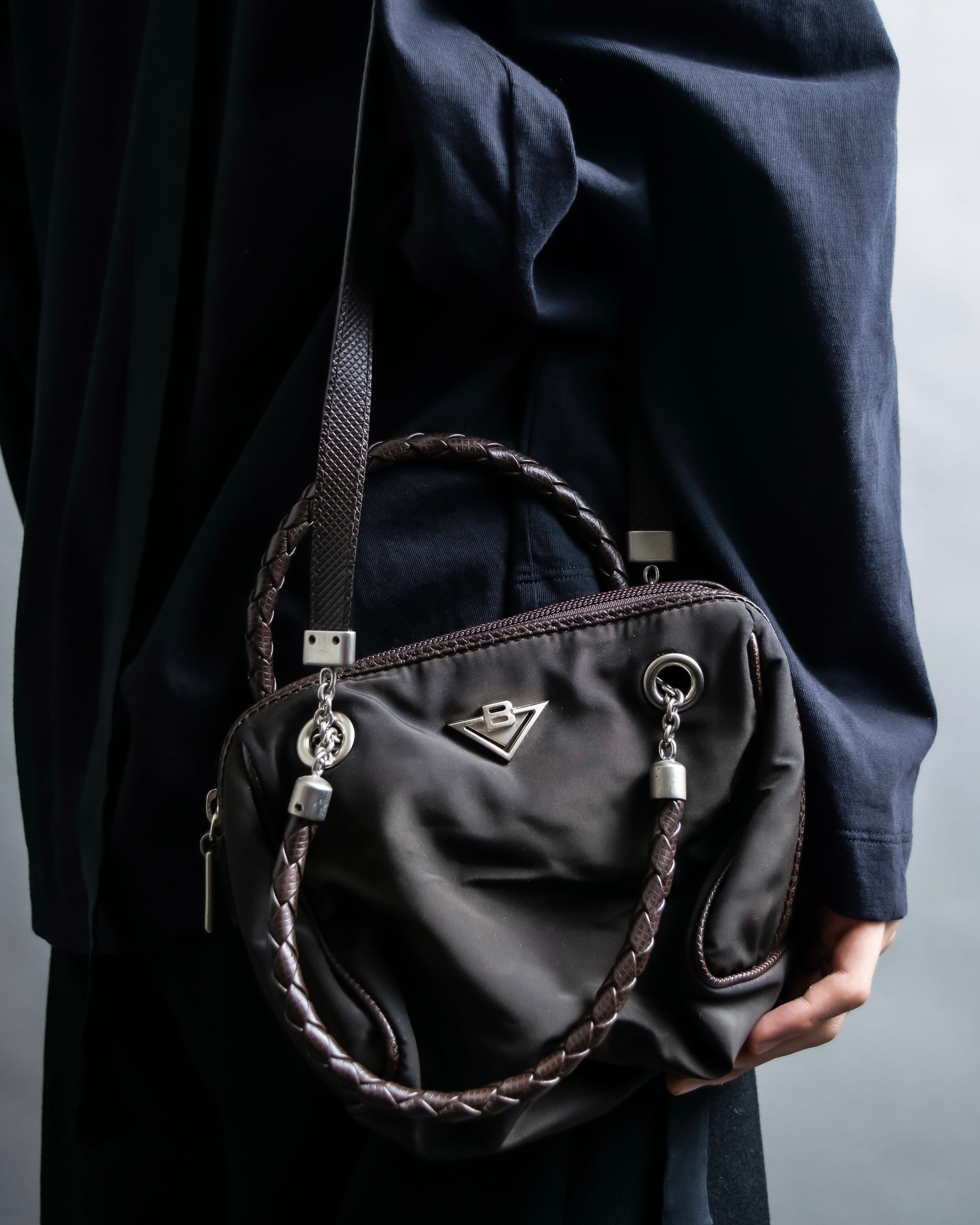 "BOTTEGA VENETA" 2way logo plate nylon bag