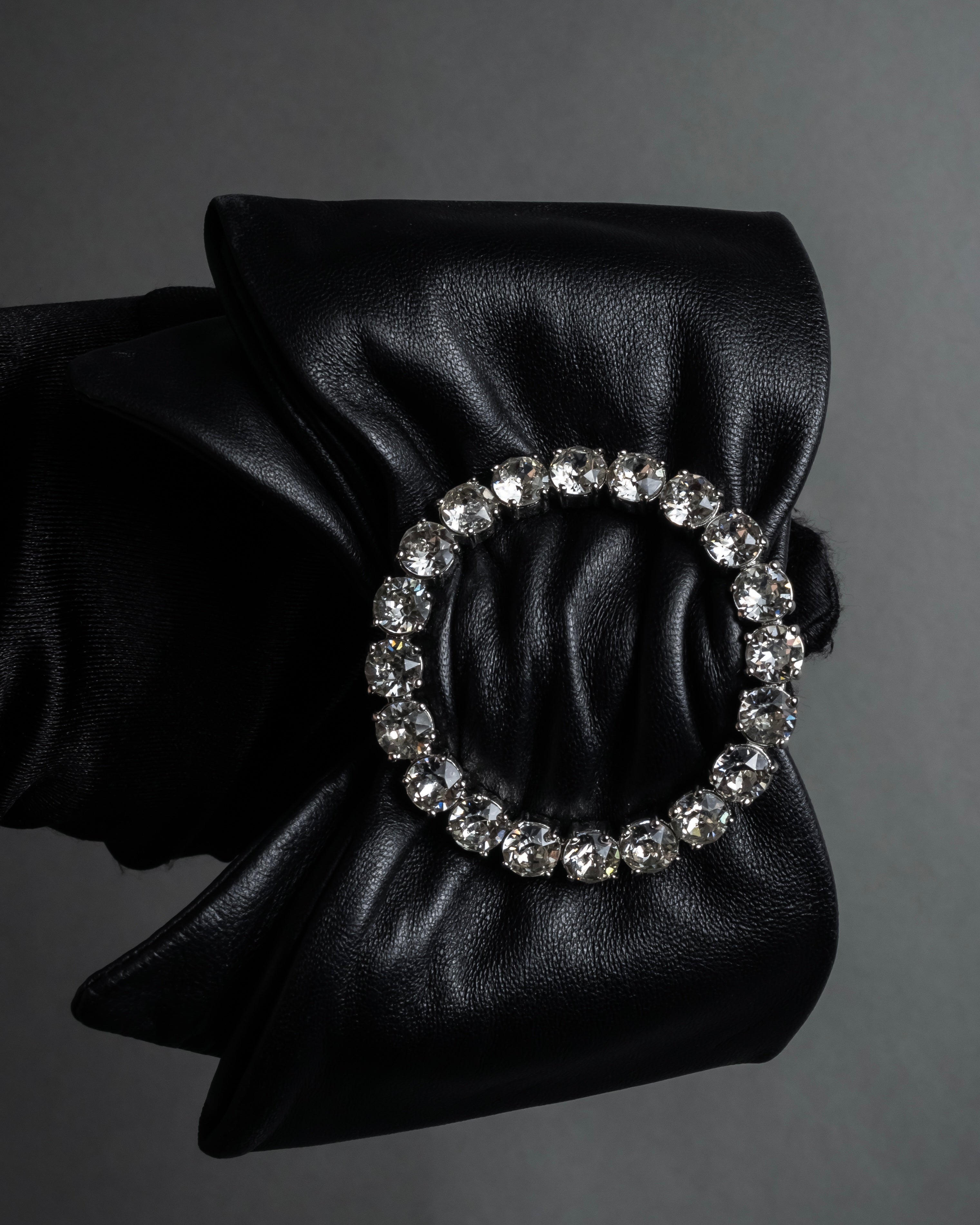 "GUCCI" Michele design ribbon crystal buckle pumps