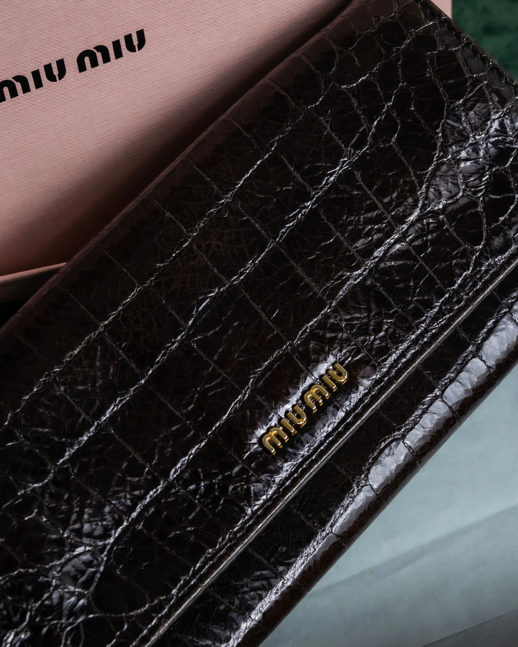 "MIU MIU" Crocodile embossed leather long wallet