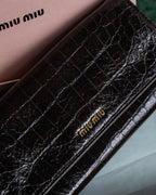 "MIU MIU" Crocodile embossed leather long wallet