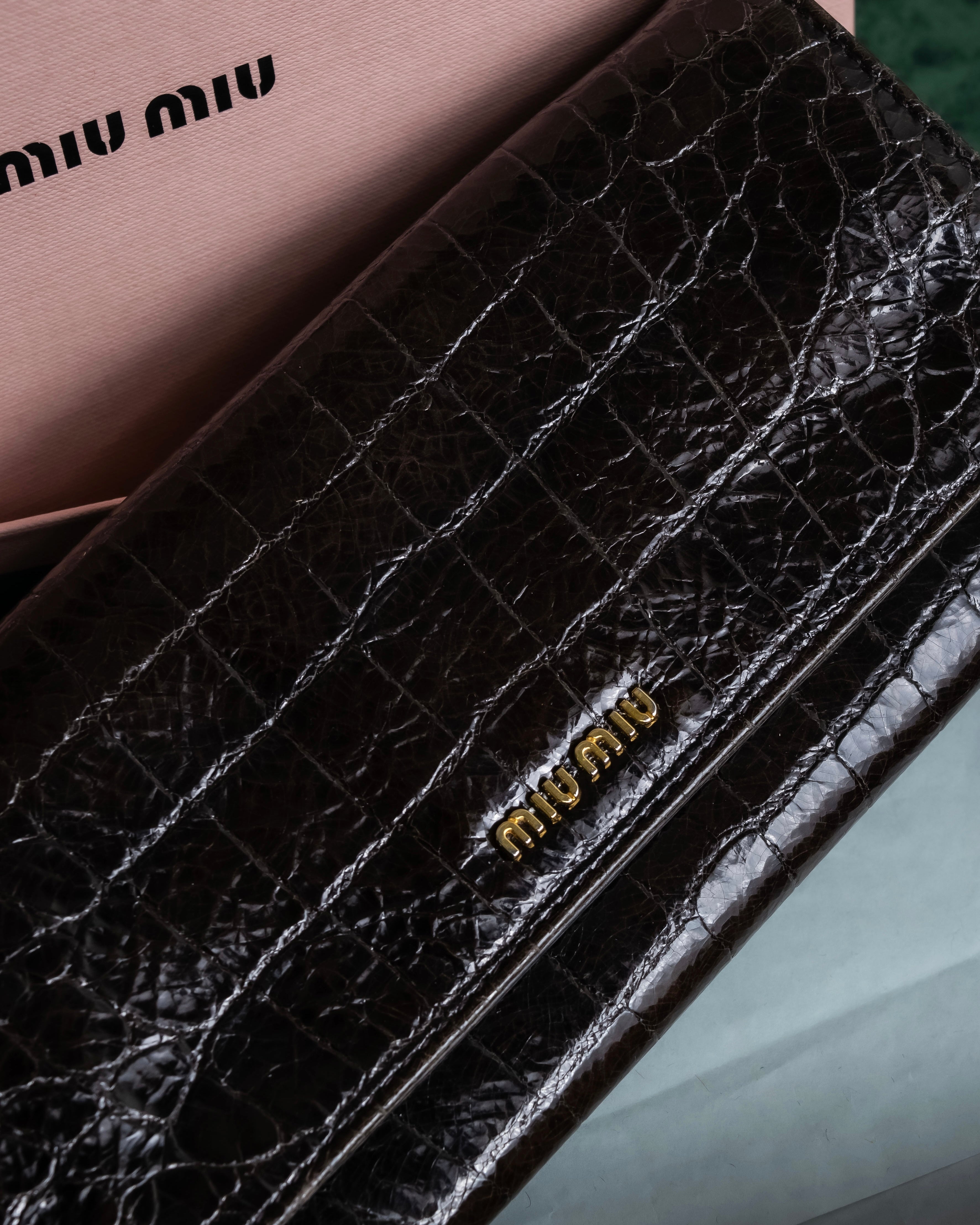"MIU MIU" Crocodile embossed leather long wallet