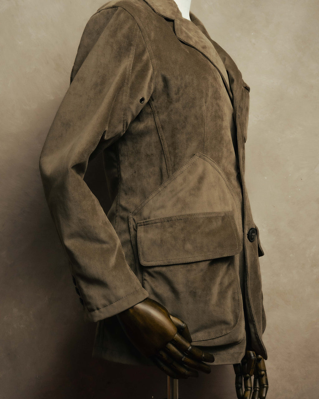 “GIORGIO ARMANI” 90’s-00’s Suede-effect multi-pocket tailored field jacket