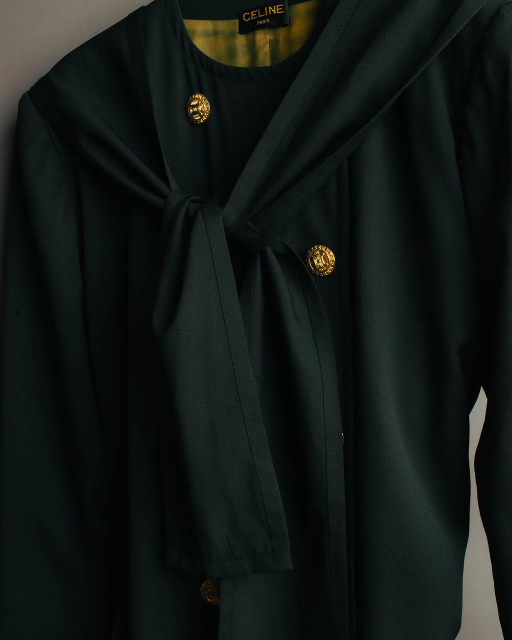 –SPECIAL– "CELINE" 80's Elegant belted double breasted long coat