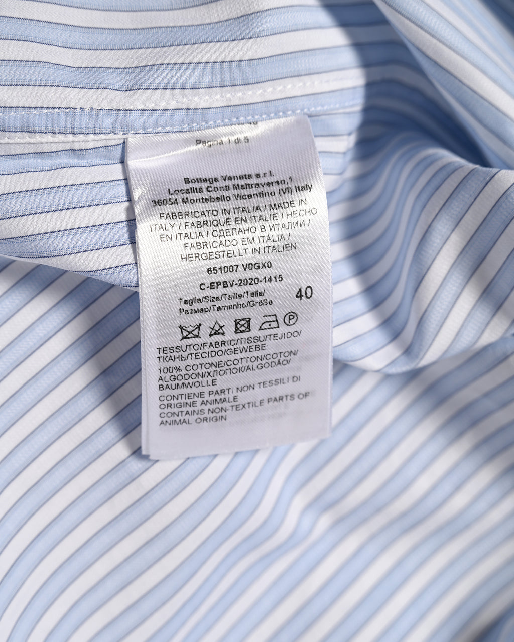 BOTTEGA VENETA/  Cotton Stripe Dress Shirt Blue