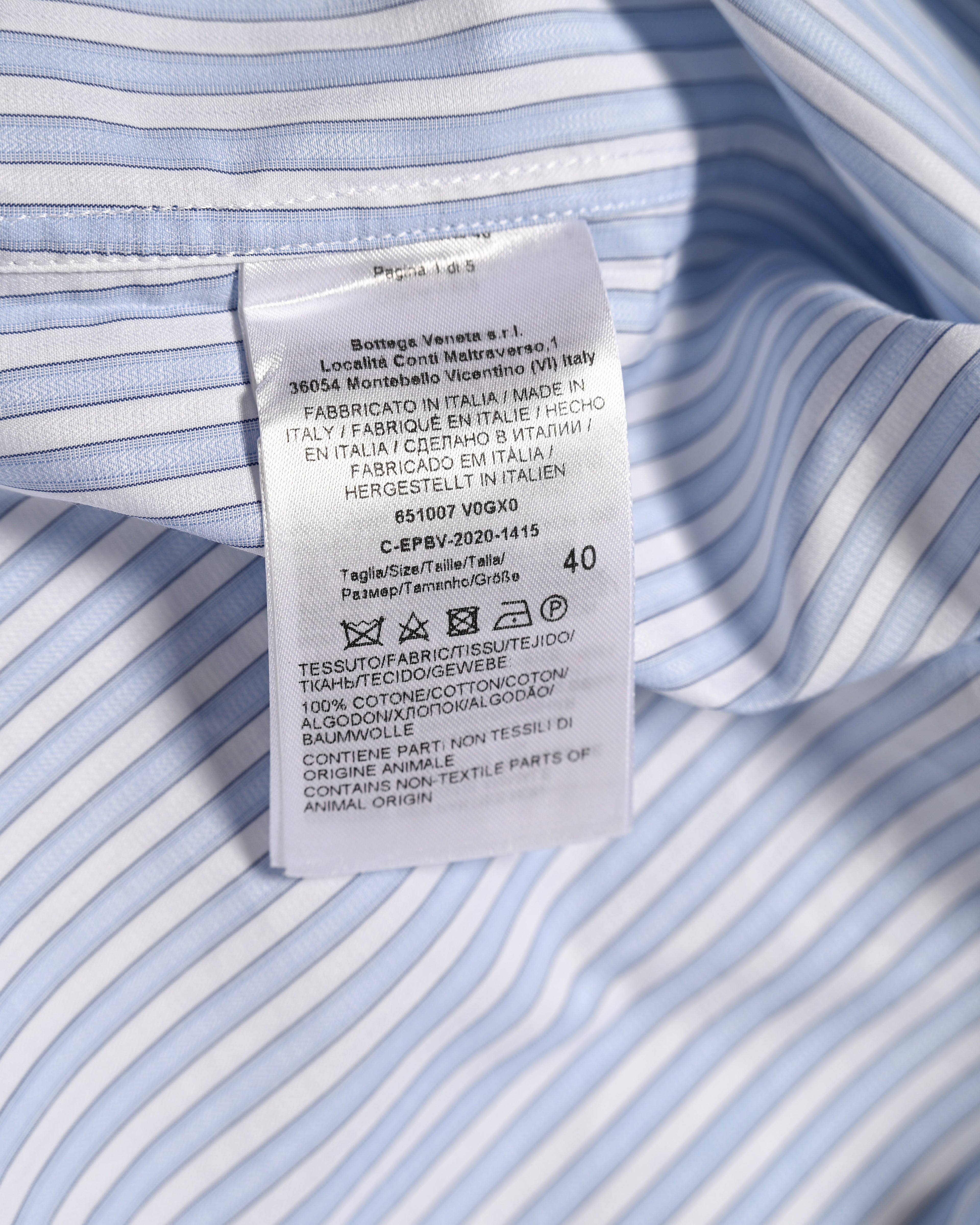 BOTTEGA VENETA/  Cotton Stripe Dress Shirt Blue