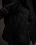 "HERMES" 90's Elegantly relaxed cotton linen tailored jacket