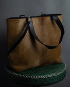 "YVES SAINT LAURENT" Hand-stitched design hair calf leather tote bag