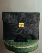 "Valextra" 80's-90's embossed leather document portfolio clutch