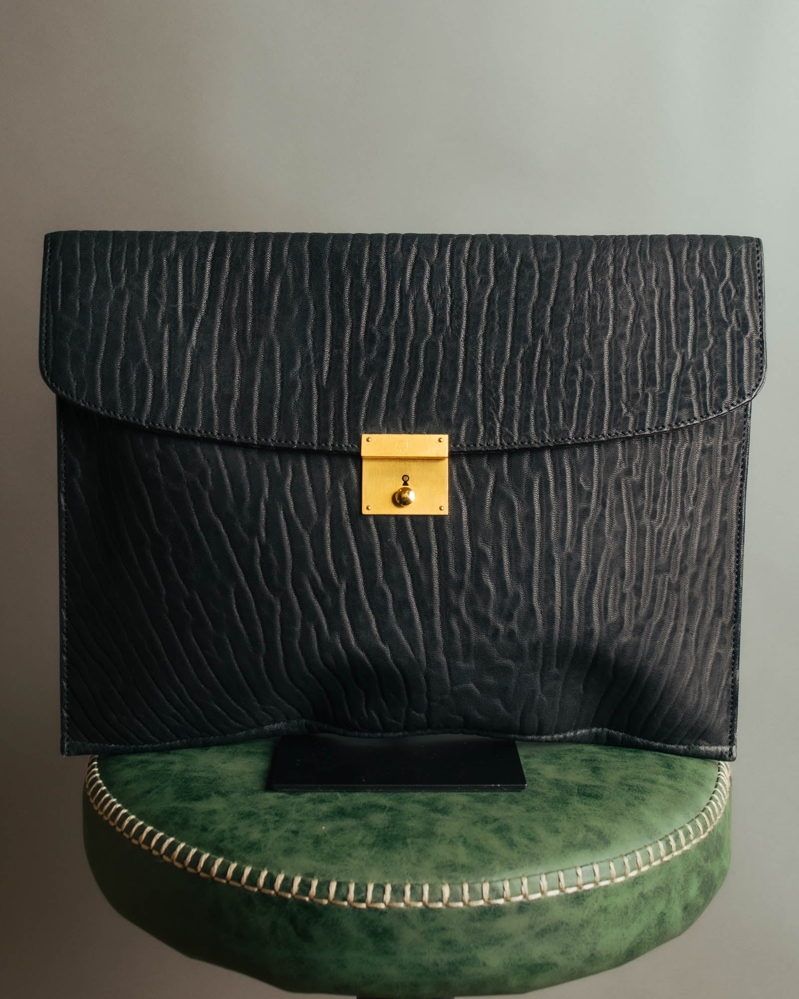 "Valextra" 80's-90's Embossed leather document cas