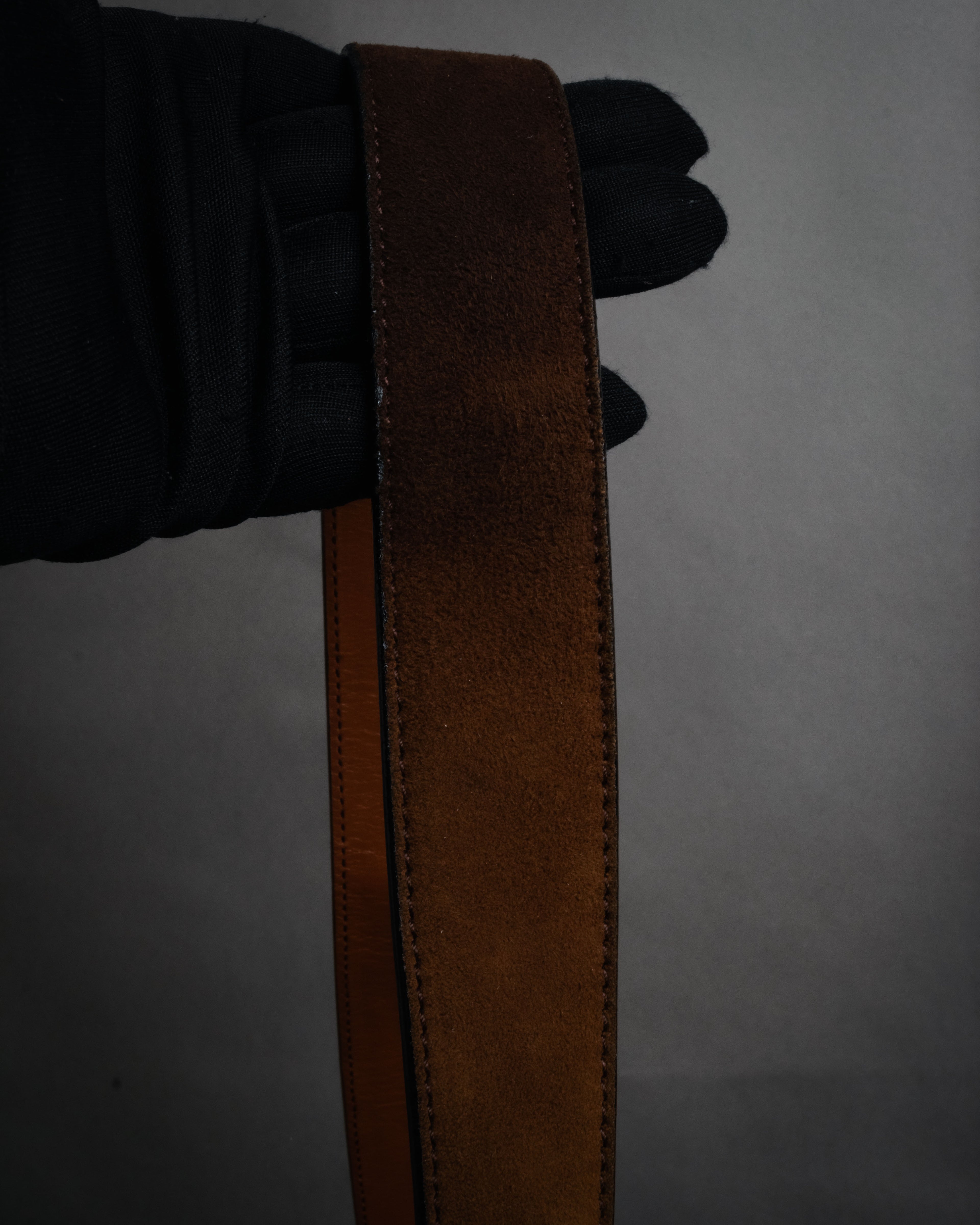 “Salvatore Ferragamo” 90’s-00’s Gancini suede shoulder bag