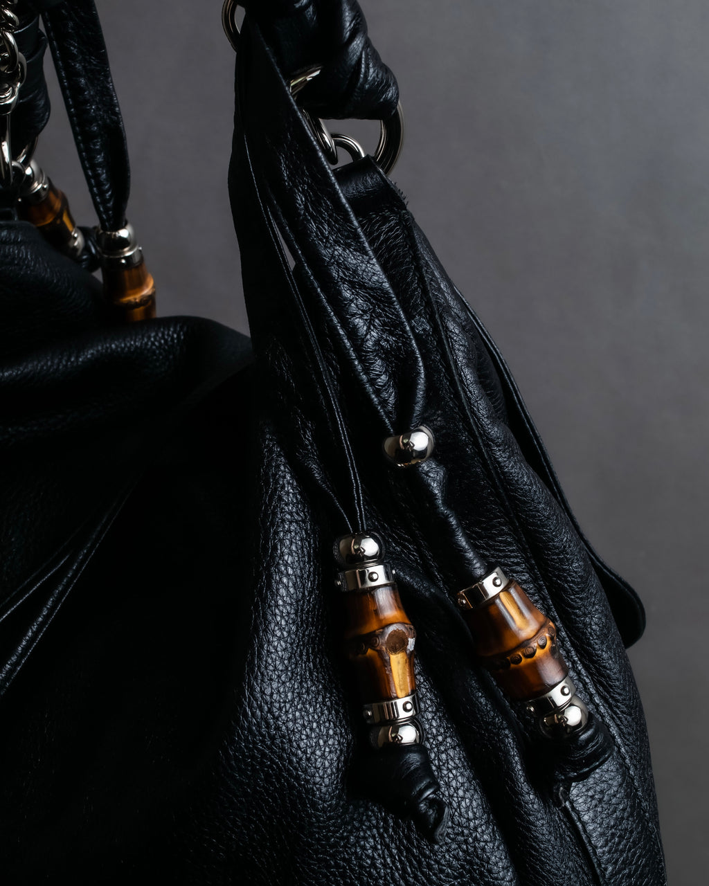 "GUCCI" Bamboo design combination chain shoulder leather bag