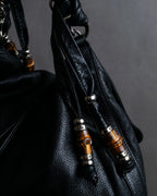 "GUCCI" Bamboo design combination chain shoulder leather bag