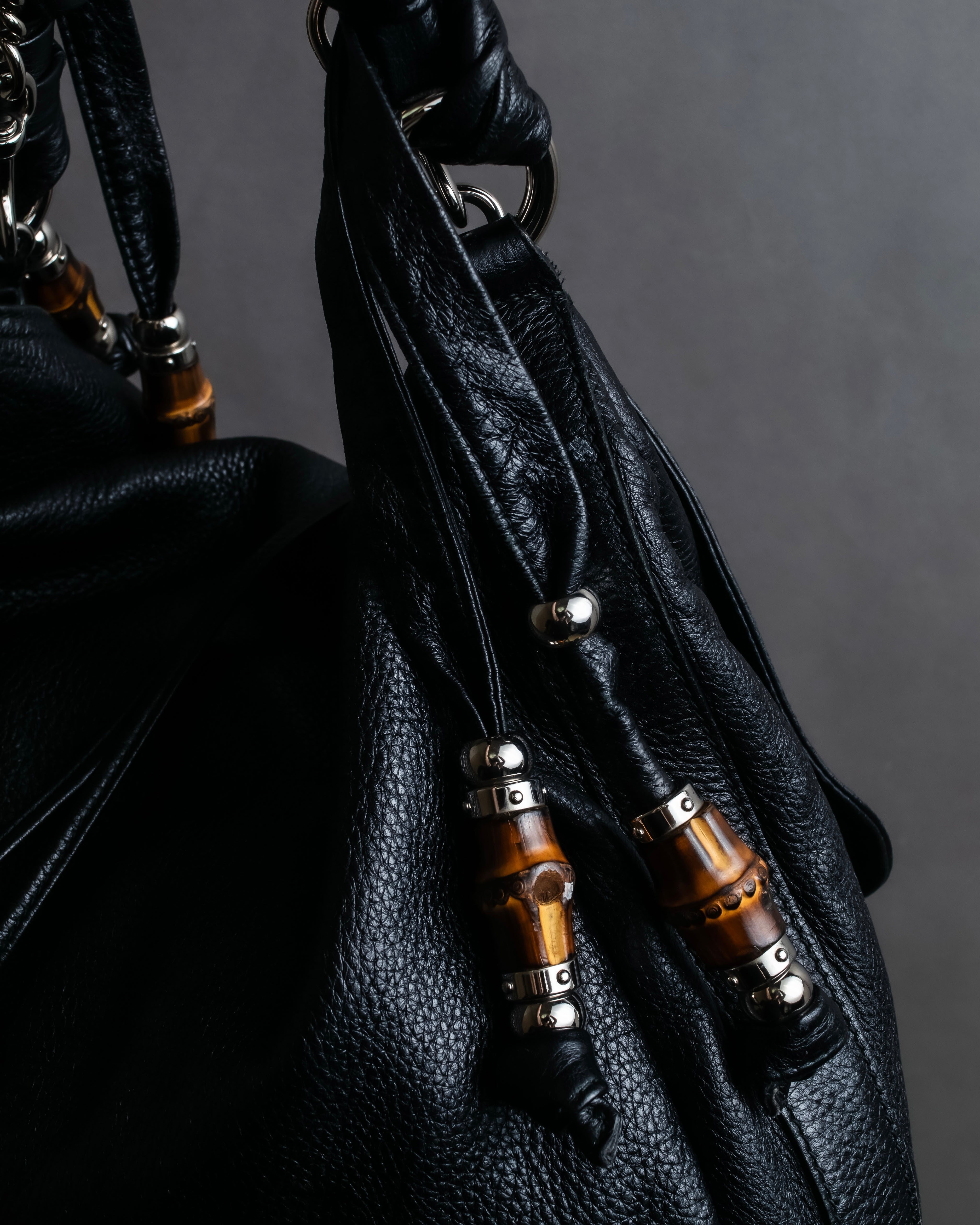 "GUCCI" Bamboo design combination chain shoulder leather bag