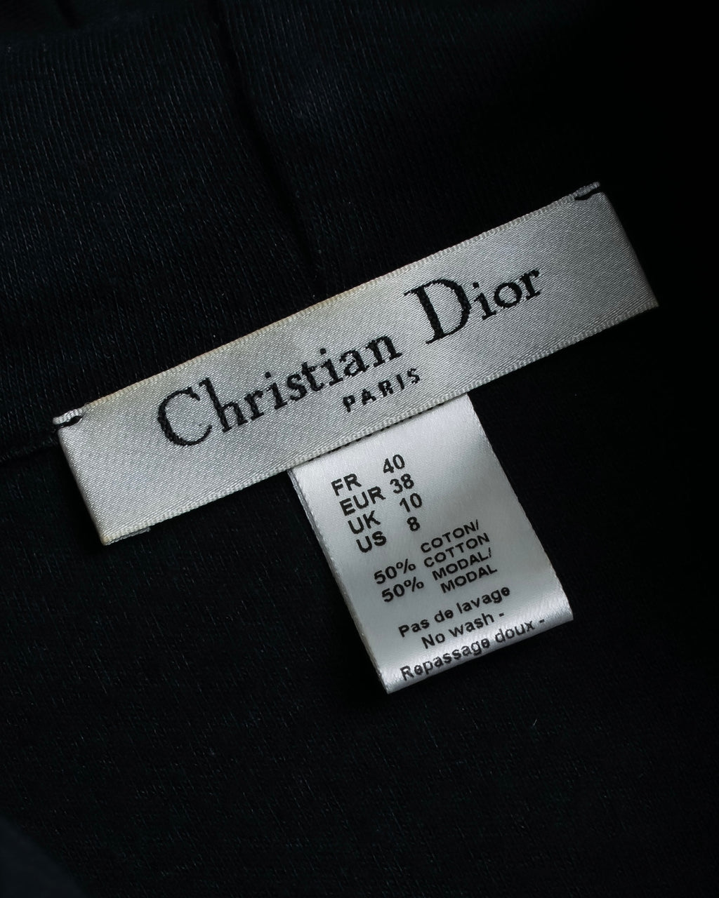 "Christian Dior" Satin ribbon waist detail hooded dress