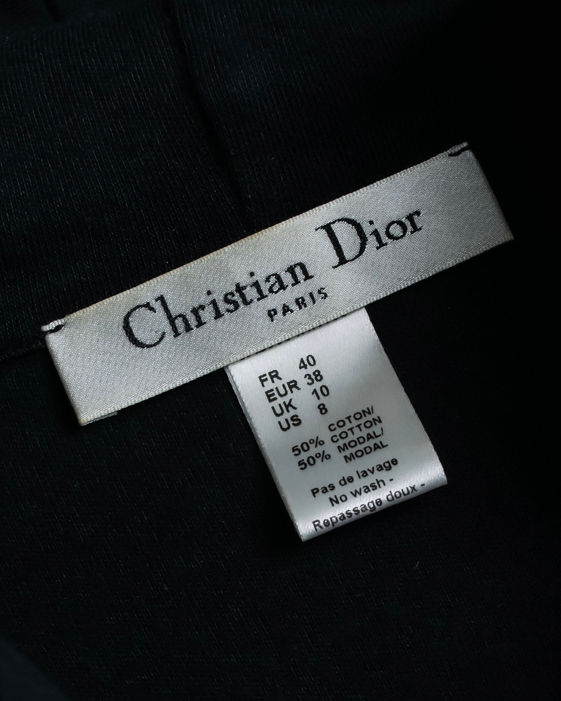 "Christian Dior" Satin ribbon waist detail hooded dress