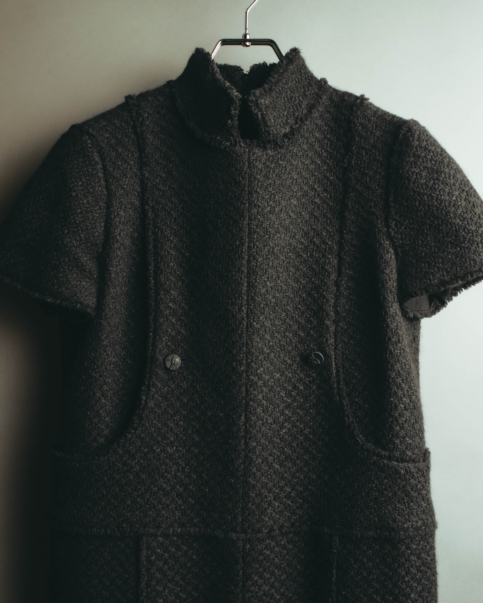 “CHANEL” 04AW textured tweed short sleeve jacket