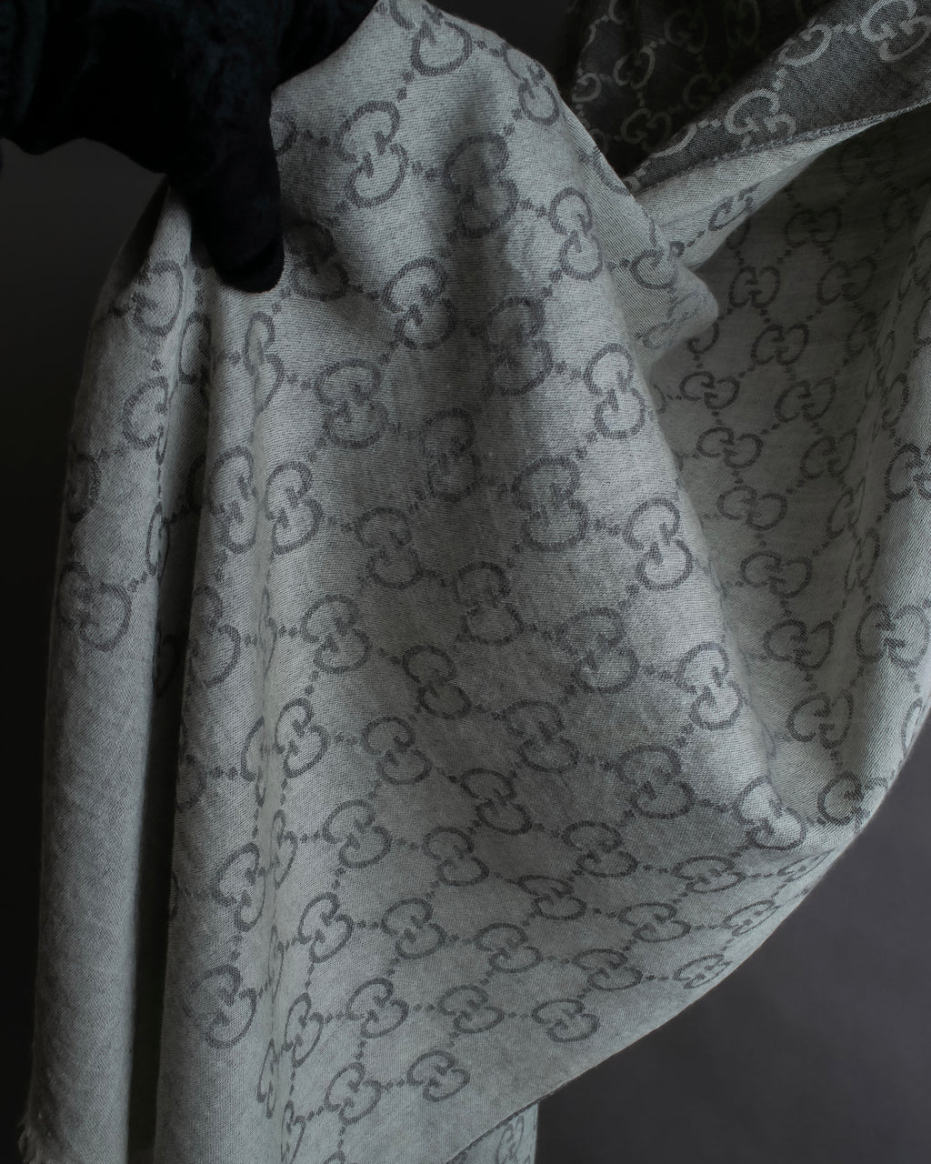 "GUCCI" GGpattern silk blend fringe stole