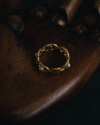 "DIOR" Chain link pearl accents ring